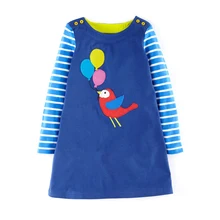 Платье для маленьких девочек весенние Стильные Детские платья костюм принцессы с аппликацией в виде животных одежда из хлопка праздничное детское платье