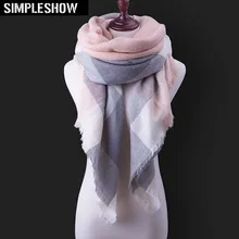 Горячая Распродажа, Модный зимний шарф, Женские повседневные шарфы, Дамское Клетчатое одеяло, кашемировый треугольный шарф,, Прямая поставка