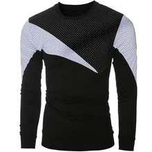 Tshirt Homme 2016 Long Sleeve T Shirt O-Neck Men T-Shirt Camisetas Dot Splicing Hombre Tee Shirt Homme Funny T Shirts XXL ALV112