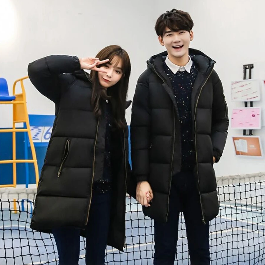 

hot sold Couples style winter jacket men men's jacket women's jacket high quality cotton Brand long black jacket men