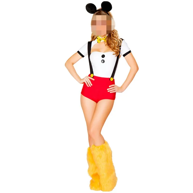 Красный и белый милый костюм животного для взрослых, Женский карнавальный костюм Фантазия, косплей, Хэллоуин, милый костюм Минни Маус для женщин