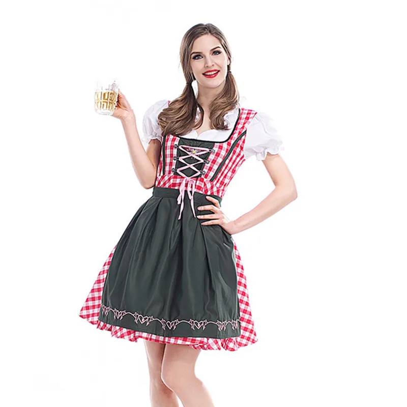 

S-3XL 2019 Adult Women Oktoberfest Costume Octoberfest Bavarian Dirndl Maid Peasant Fancy Dress Party Female Oktoberfest Dress