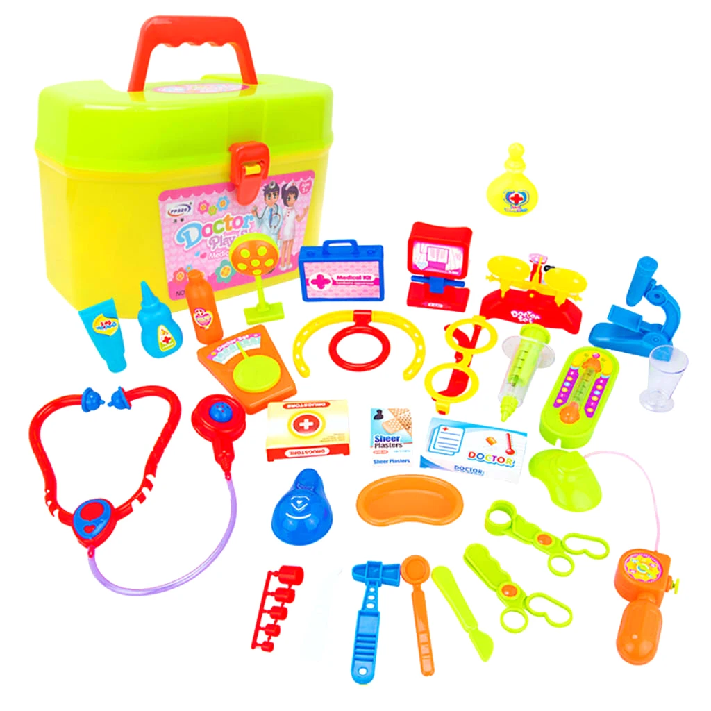 30Pcs Kid Toys Kits Pretend Game Role Play Doctor Nurses Tools Preschool Stethoscope Toy W/ Carry Case