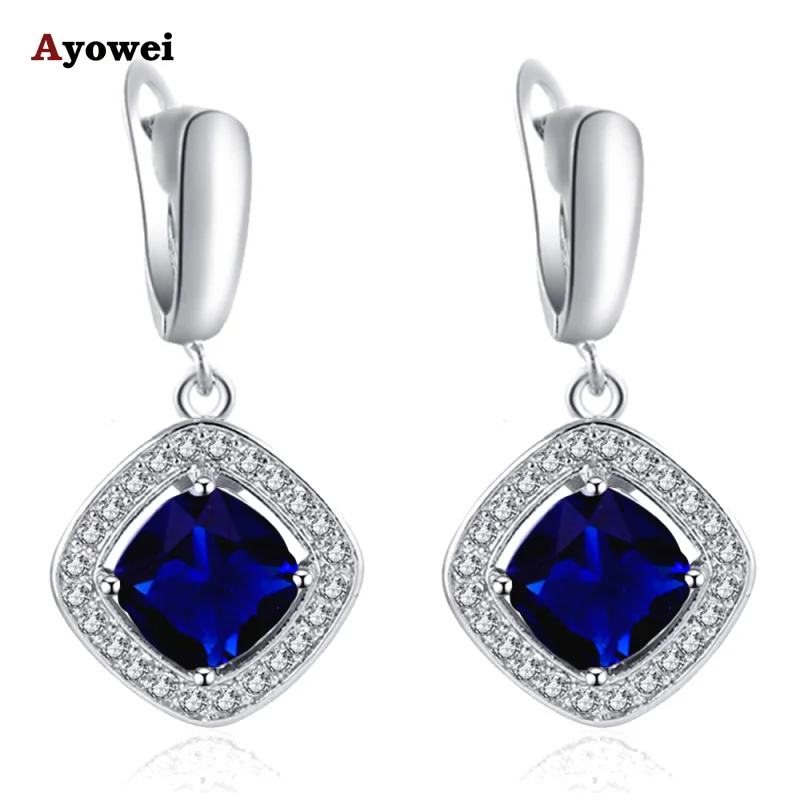 

Elegant Royal Blue Zirconia Earrings for Women New Arrival Silver Stamped Fashion Jewelry Dangle Earrings JE1014A