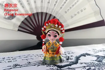 

Chinese style Silk Figurine Q version Tang XuanZong handicraft Peking Opera dolls gift Z001