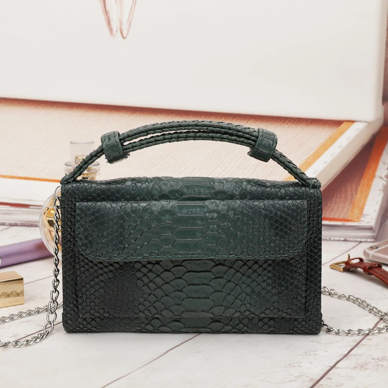 

Fashion Cowhide Leather Day Clutch One Shoulder Cross-body Bag Small Crocodile Pattern Genuine Leather Clutch Chain Women's Chic