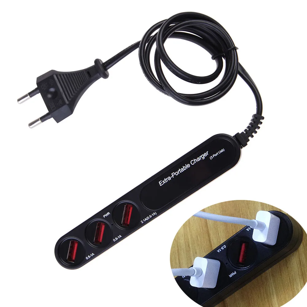 1 шт. AC 110 240 В многофункциональное 3 USB выходное зарядное устройство для смартфонов