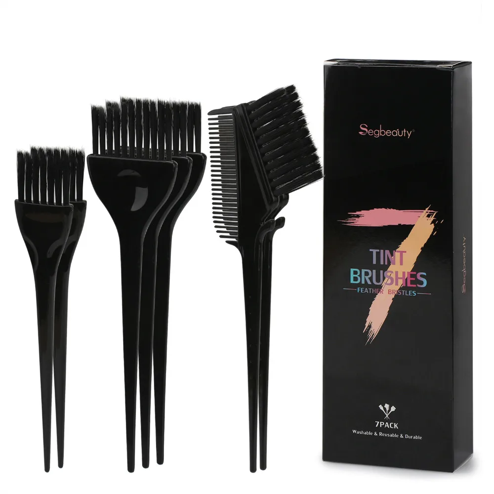 Segbeauty 7pcs Hair Color Brushes Feather Bristles Hair Dyeing DIY/Professional Tint Brush Set for Bleached 7pcs draw paint brushes kit set