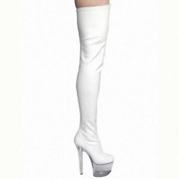Очень узкие и пикантные Сапоги на каблуке 15 см модельная обувь для подиума танцевальная обувь до колена с благородным темпераментом - Цвет: Белый