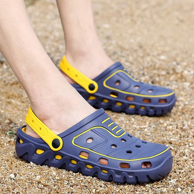 2018 Summer Shoes Men Sandals Water Beach Ankle Wrap Plastic Hollow Out