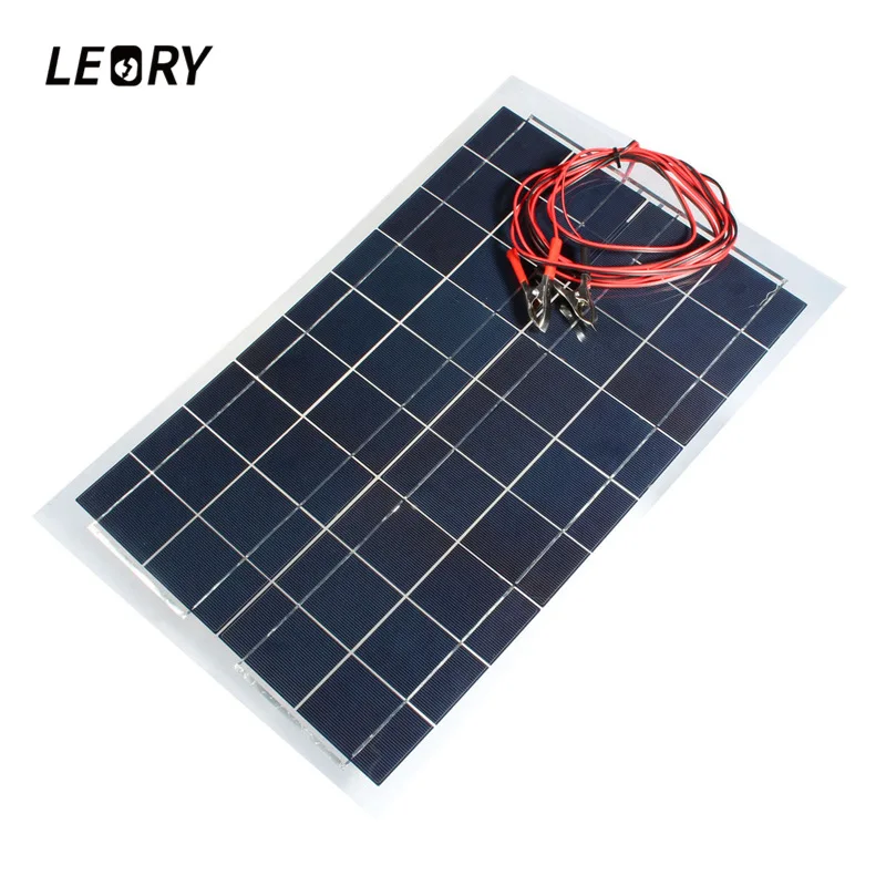 

LEORY DIY 12V 30W Solar Panel 540x350mm PolyCrystalline Module Solar Cells Battery Charger Multipurpose With 3m Welding Wire