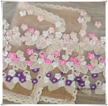 

hot sale 18 cm white gauze color embroidered gold organza lace skirt material