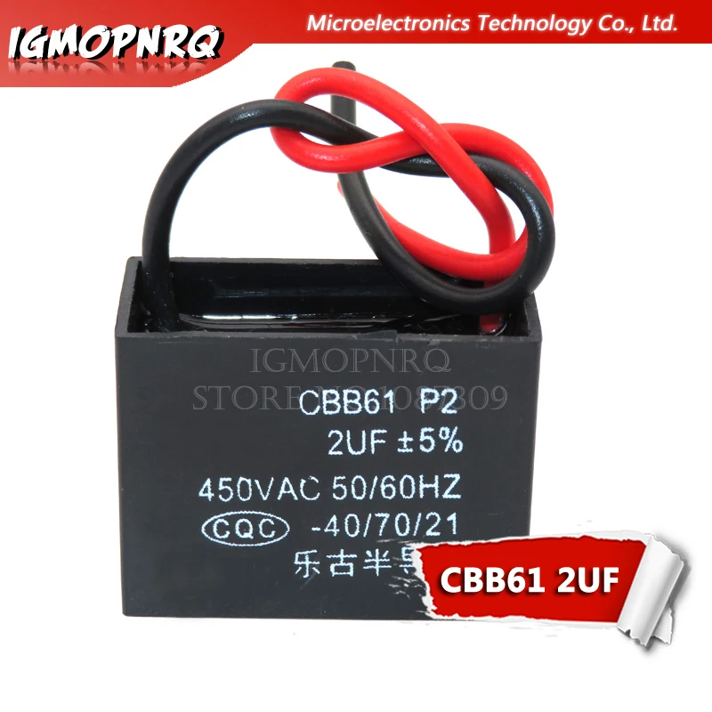 5pcs CBB61 2uf 시작 커패시턴스 AC 팬 커패시터 igmopnrq 450V CBB 모터 실행 커패시터