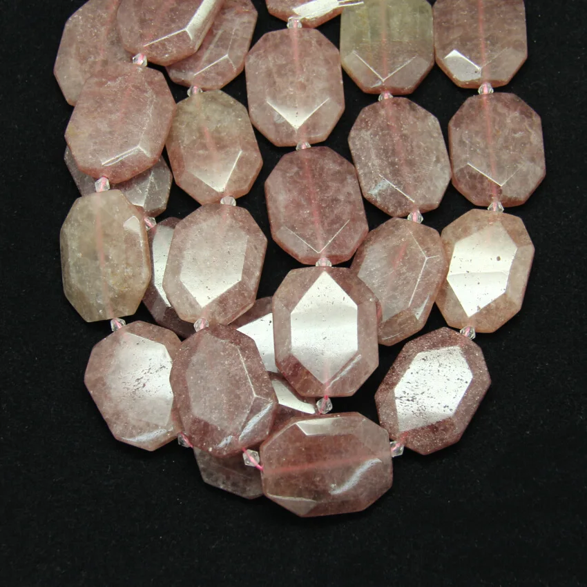 Strawberry Quartz Geode Stone Cut Slice Beads Octangle Shape Faceted Flat Slab Pendant Bead | Украшения и аксессуары