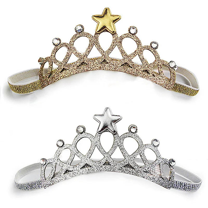 

Children's Hollow Gold Bronzed Crown hair accessories Pentagonal Star Infant Silver Crown Headwear Birthday Jewelry Gift