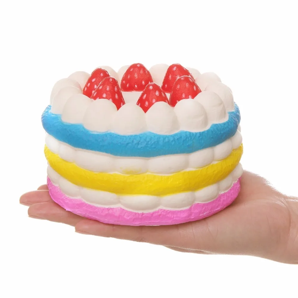 Мягкие медленно отскок клубника Трехцветная имитация торта игрушки с ароматом розыгрыши Squeeze toys