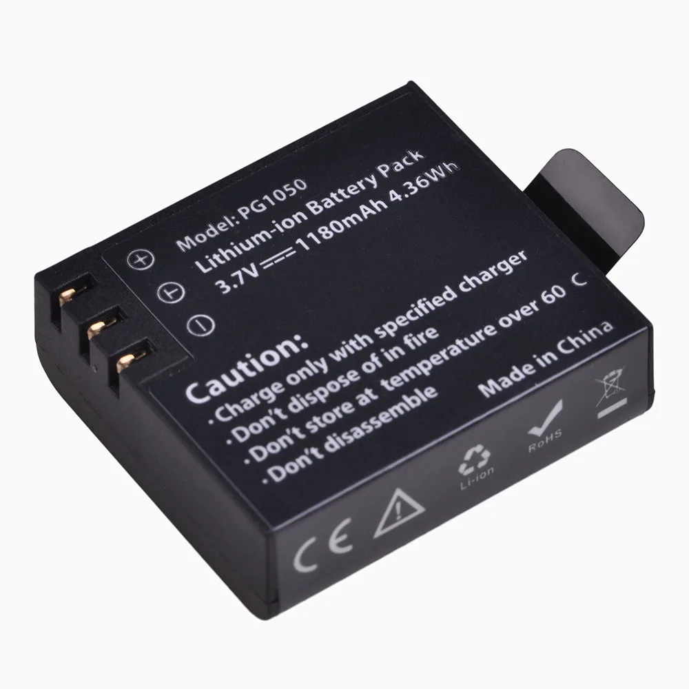 Kaufen 4Pcs 1180mAh PG1050 Batterie + LED 3Slots USB Ladegerät Für SJCAM SJ4000 M10 SJ5000 SJ5000X Für EKEN h9 H9R H8R H8 GIT PG900