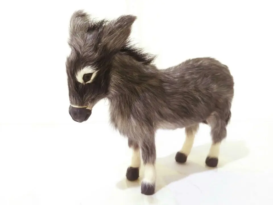 

large 23x17cm simulation donkey hard model plastic&furs prop,home decoration toy gift s1529