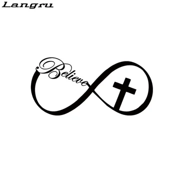 

Langru Car Stying Christian Vinyl Car Truck Window Sticker Decal Believe Cross Creative Stickers Jdm