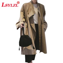 Loose Trench Fashion Women Coat Autumn Winter Outfit Long Oversized Mandarin Collar Windbreaker Outerwear Cloak Type B601