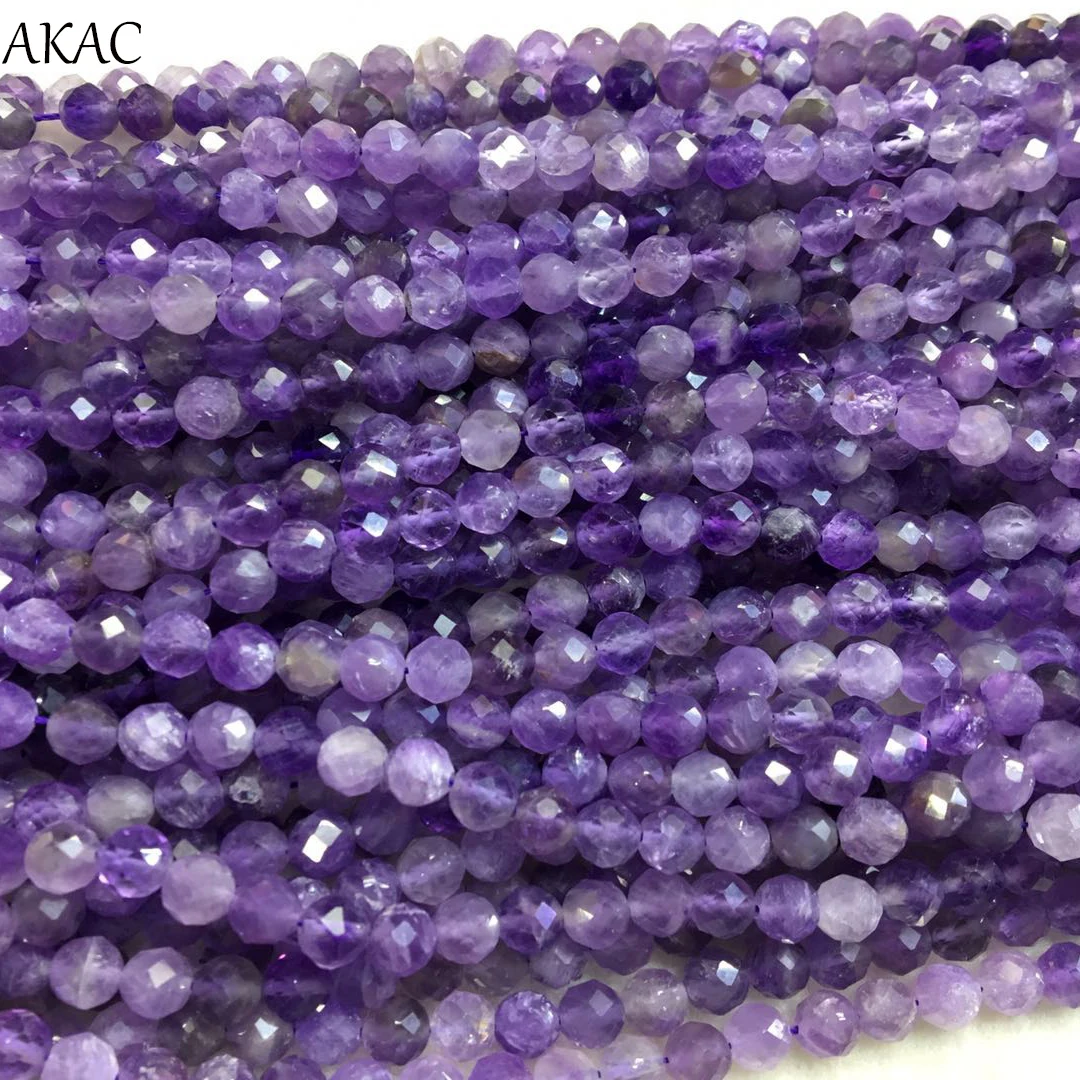 

Genuine 6mm natural purple lavender quartz faceted seed beads 2strands/set for diy making