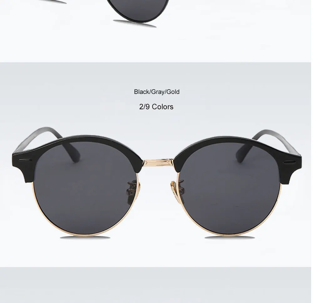VEGA Eyewear Circle Vintage Sunglasses Polarized Women Semi-Rimless Ladies Designer Sunglass Hipster Glasses Aluminium 185  (6)