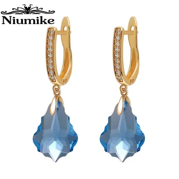 

Niumike Earrings Embellished with crystals from Swarovski Earrings Women Luxury Teardrop Dangle Earrings Gift Box Package