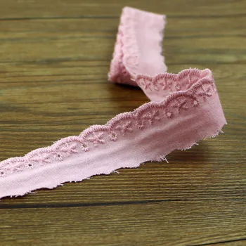

2 yards 2.5cm pink cotton three fold lace crafts / clothing / sewing wholesale.
