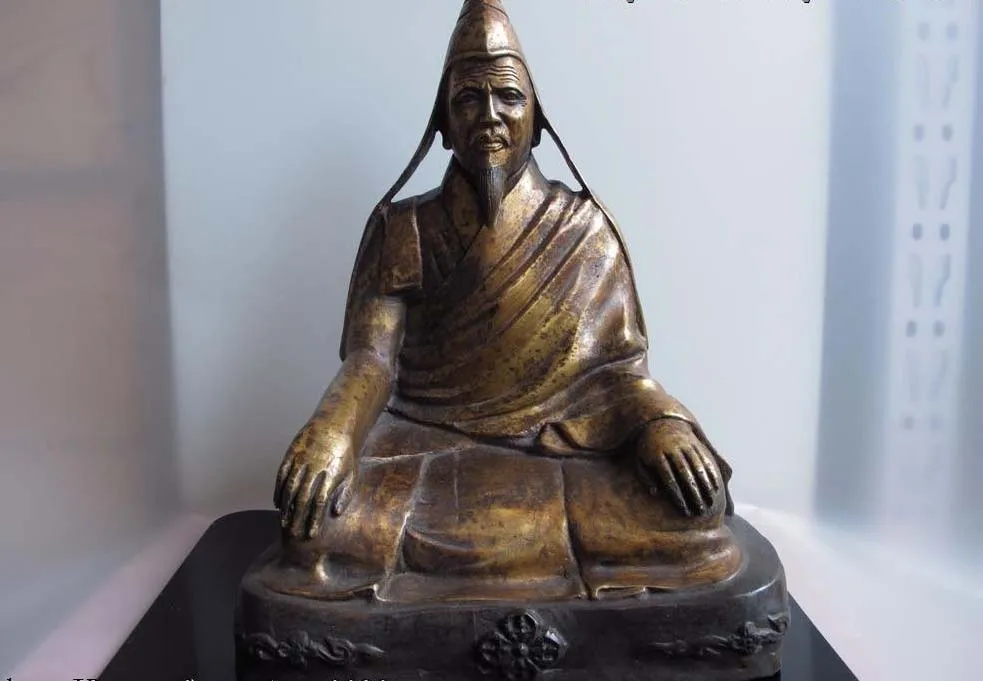 

Tibet Buddhism Temple bronze Copper refined Dalai Lama Tsongkhapa Buddha Statue