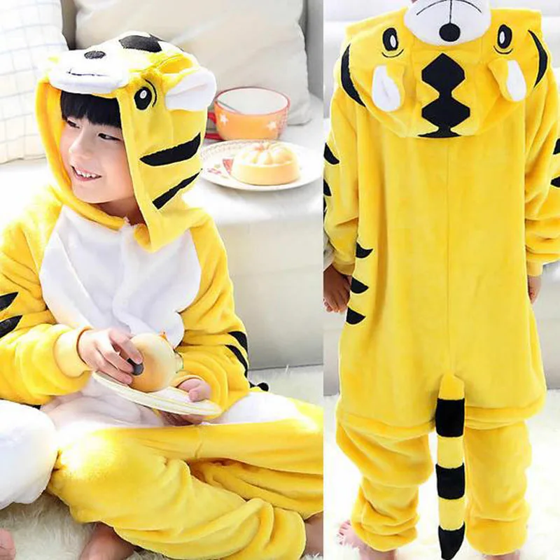 Onesie/Детские пижамы кигуруми с единорогом; Пижама с рисунком панды, единорога, стежка; Фланелевая Пижама для мальчиков и девочек; забавные пижамы с капюшоном для косплея