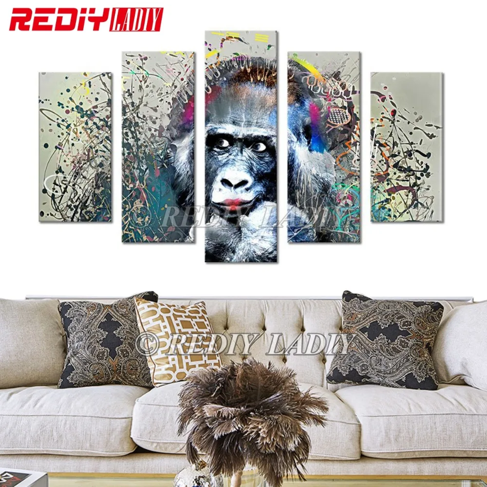 

REDIY LADIY Diamond Painting Triptych Diamond Embroidery Crystal Modular Picture Music Ape Wall Art Multi Pictures Home Decor