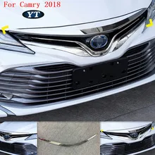 Car front grille trim auto hood decoration cover for Toyota Camry 2018,ABS chrome, auto accessories abs chrome front grille grill cover trim ring auto exterior accessories 6402a313 for mitsubishi asx 2013 2015