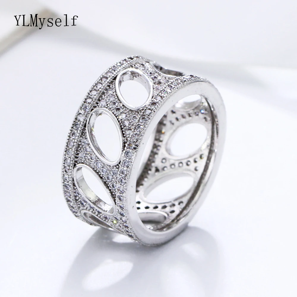 

Brass rings oval hole design setting cubic zirconia great fashion jewelry crystal stones jewellery finger ring for women