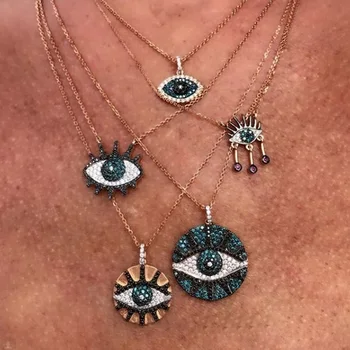 

2019 Lucky women turkish evil eye disco coin pendant necklace bohemia boho style fashion jewelry