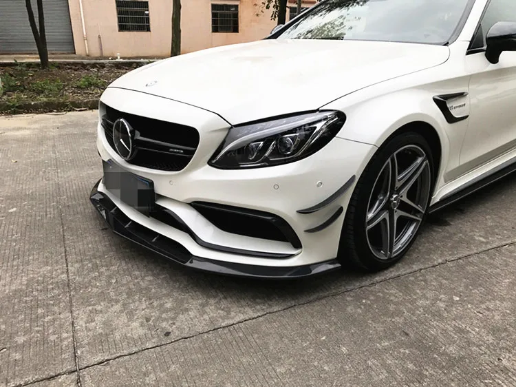 W205 C63 AMG Front lip Splitter //S Style Carbon Fiber Front Lip For