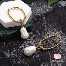 2019 Thời Trang Cao Cấp Dubai Trang Sức Màu Vàng Hạt Tòn Ten Baroque Đá Ngọc Trai Tua Rua Bông Tai Thương Hiệu BIJOUX Femme Mùa Xuân Thiết Kế Mới(China)