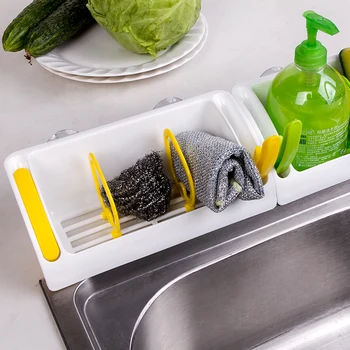 

multifunctional shelf storage Rack organizer Brush cloth sponge holder suction cup kitchen Accessories