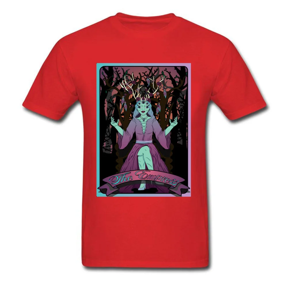 Street Tarot Card The Alien Empress Men Tshirts Fitted Summer/Autumn Short Sleeve Tops Shirt Crew Neck 100% Cotton T Shirt Tarot Card The Alien Empress red