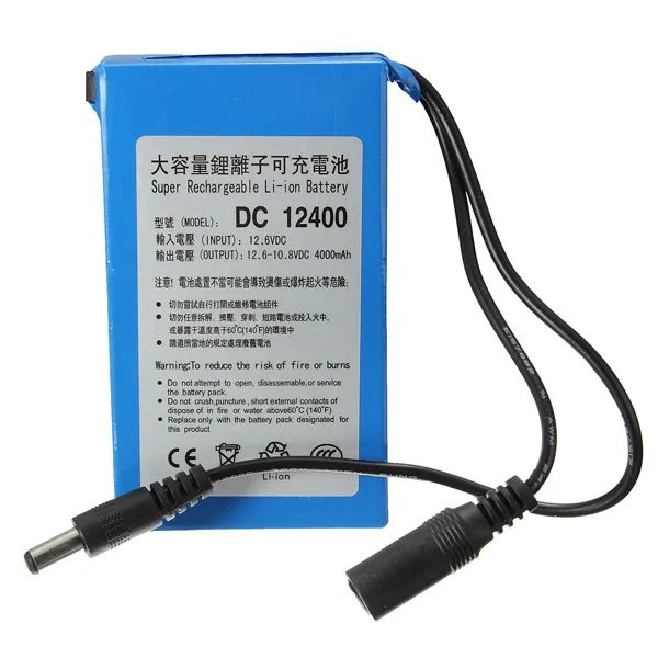 ELEOPTION высокое качество DC12400 DC 12 V 4000 mAh для сверхпрочный литий-ионный аккумулятор с вилкой