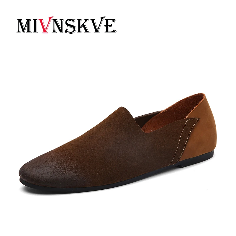 

MIVNSKVE Big Size High Quality Genuine Leather Men Shoes Soft Moccasins Fashion Brand Men Flats Comfy Casual Driving Boat 37-47