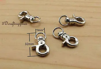 

Lobster Clasps Clips Claw purse hooks Swivel snap hook nickel 9 mm 12pcs AT82