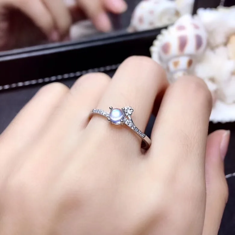 Uloveido Natural Moonstone Gemstone Ring, 925 Sterling Silver Ring for Women, Blue Stone Engagement Wedding Ring 28% off FJ263