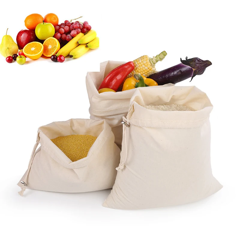 

Fruit/Vegetable/Rice/Bread Reusable String Bag For Grocery Shopper Mesh Cloth Linen Sundries Storage Bag For Home Organizer