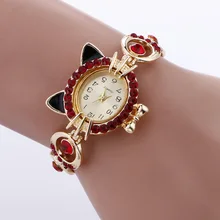 De luxe de Femmes Bracelet À Quartz Montres Dames Robe Montres Rhinstone Or Diamant Chat Relogio Feminino Reloj Mujer Cadeau
