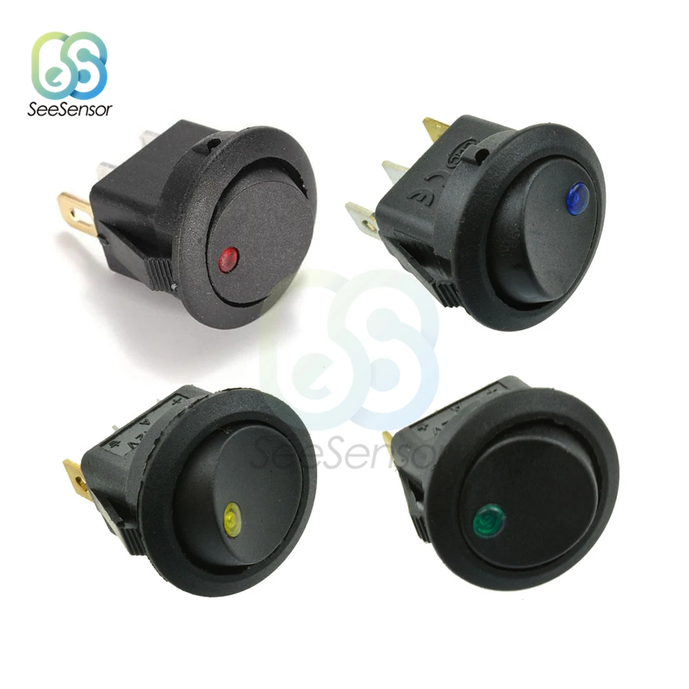 1X ON//OFF LED 12V 16A DOT ROUND ROCKER SPST TOGGLE SWITCH CAR BOAT LIGHT BLUE PI