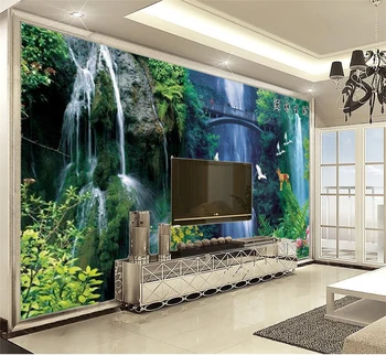 

3D Wall Paper Home Decor Custom Beautiful waterfall scenery overpass
