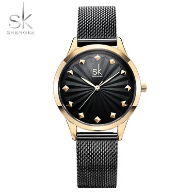 

Shengke SK 2019 Luxury Women Wristwatch Fashion Stainless Steel Quartz Watches Bracelet Clock Relogio Feminino Ladies Watch Blue