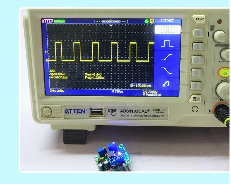 ne555 square wave signal generator module test 1