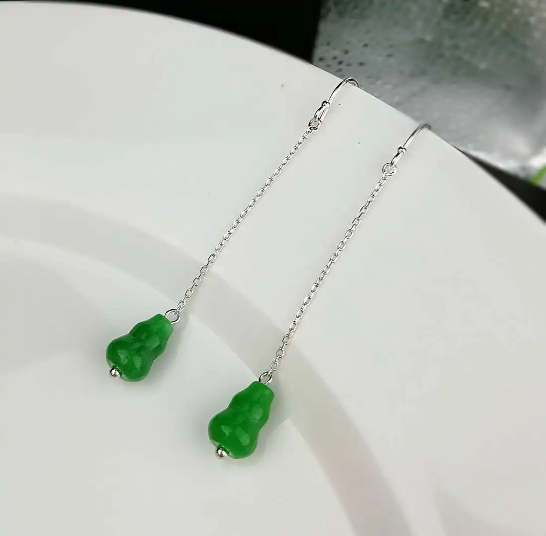 Лидер продаж 2018 новые серьги модные ювелирные украшения Tielong Raw Jadeite Jade изящная
