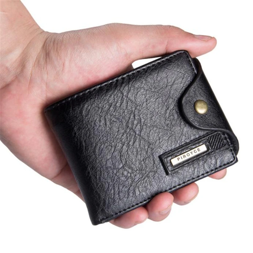 Aelicy, брендовый мужской кошелек, двойной, на застежке, короткий, из искусственной кожи, мужской, простой, Повседневный, ID, карта, кредитница, держатель для карт, портмоне, мини-клатч